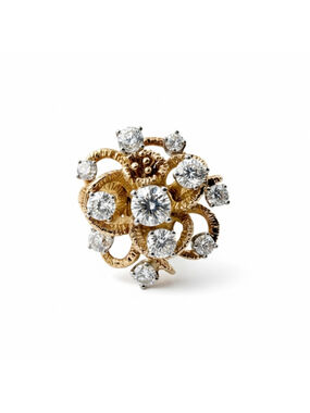 Vintage Diamond Cluster Ring 14K Gold Size 6 Old European Cut 1.5CT Retro Modern